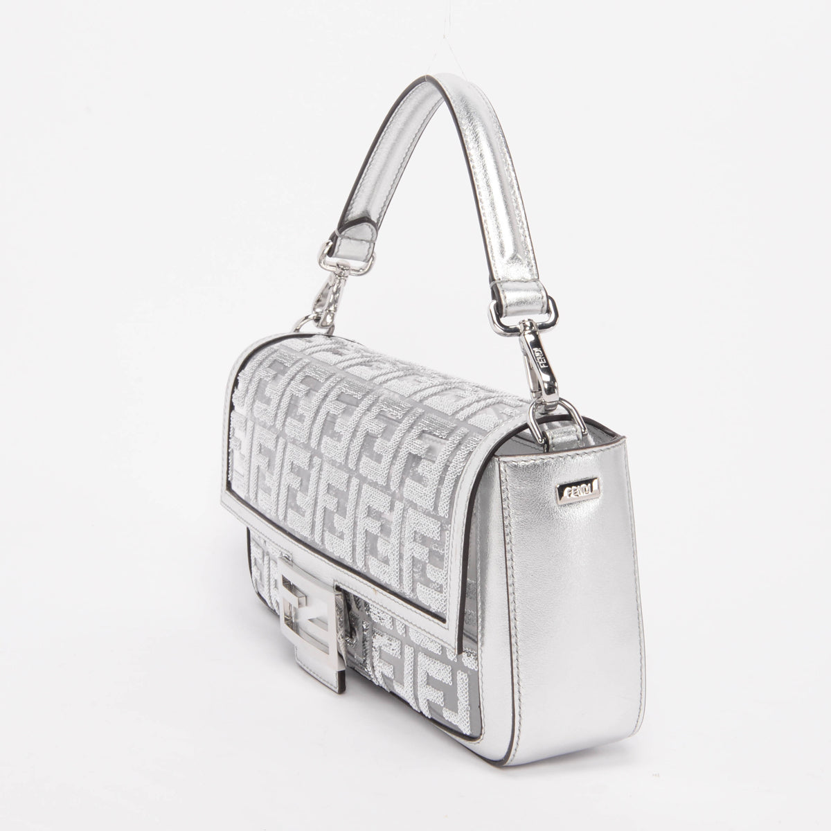 Fendi Silver Sequin PVC FF Baguette Bag