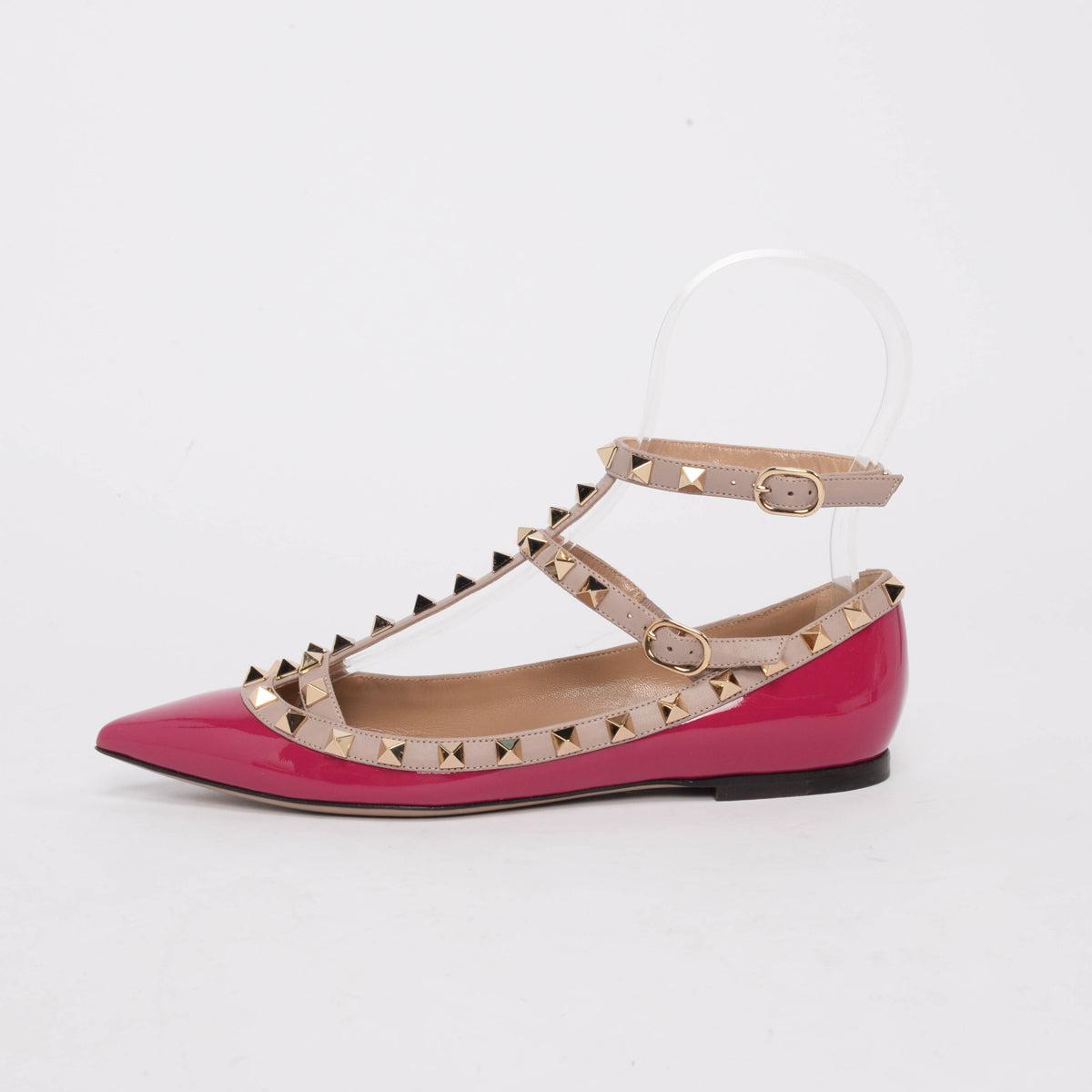 Valentino Deep Cyclamen Rockstud Cage Ballerina Flats 36.5