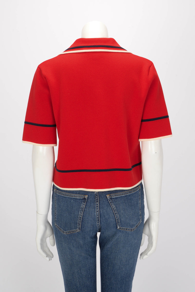 Gucci Red Knit Boxy Cropped Polo M