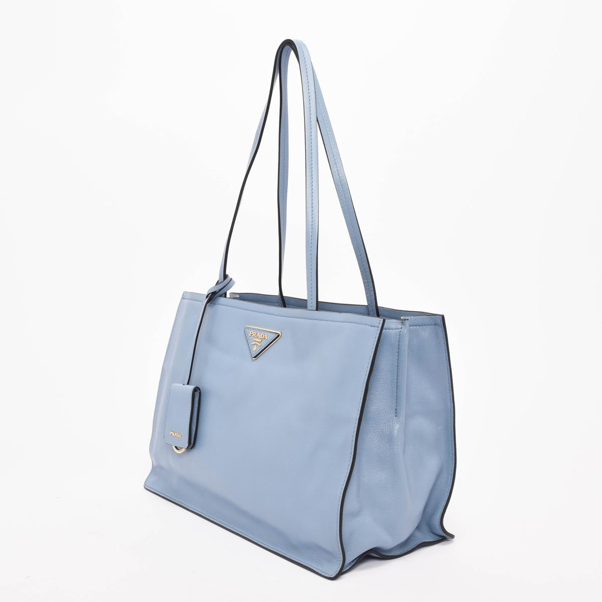 Prada Astrale Blue Glace Calf Shopping Tote