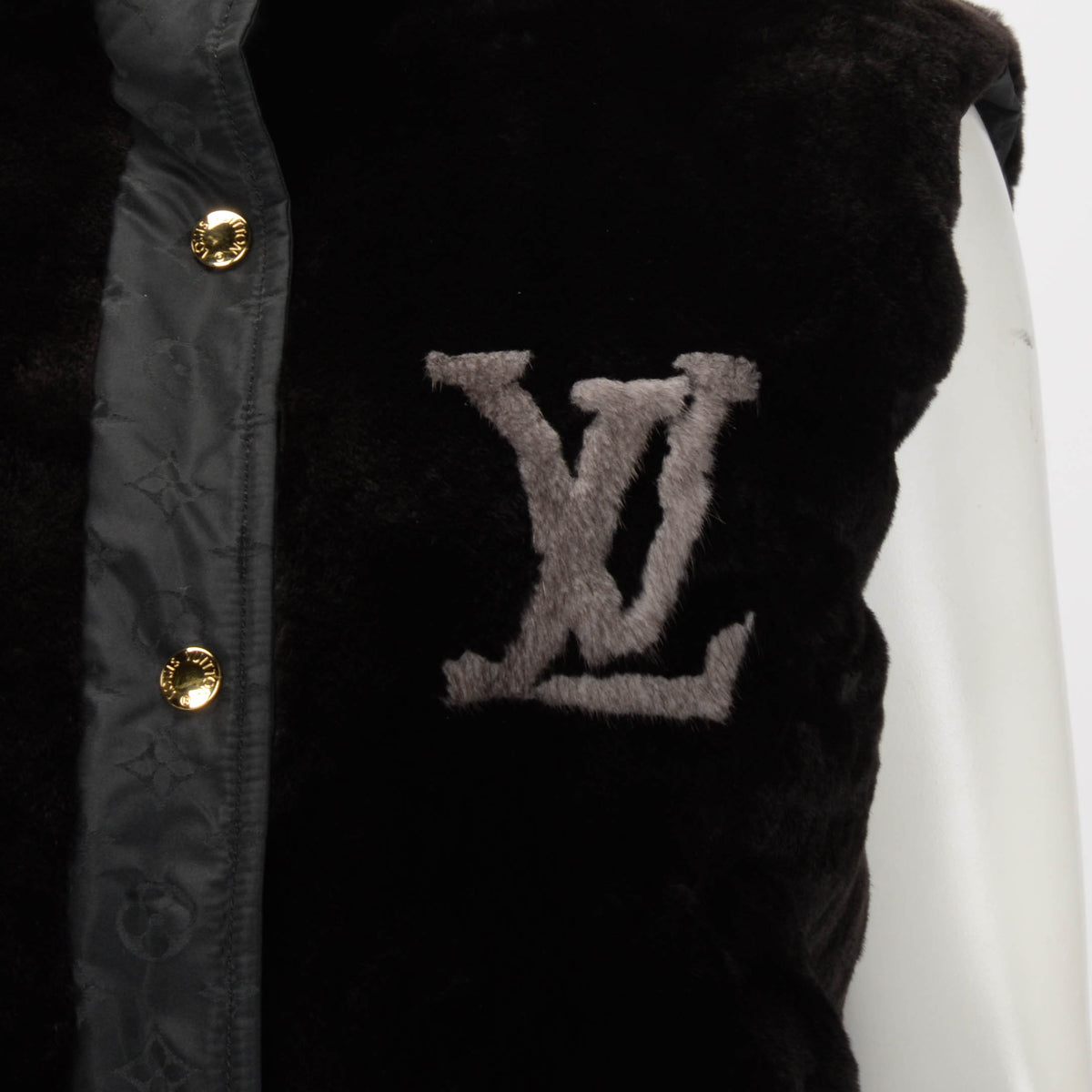 Louis Vuitton Black Mink & Monogram Nylon Reversible Vest FR 36