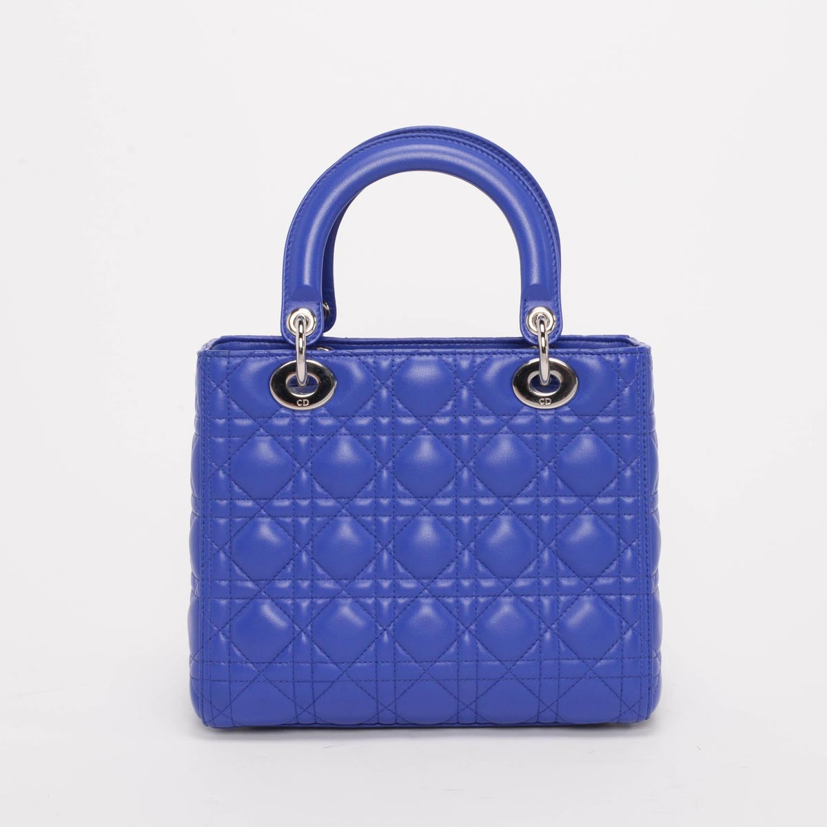 Dior Bright Blue Lambskin Cannage Medium Lady Dior