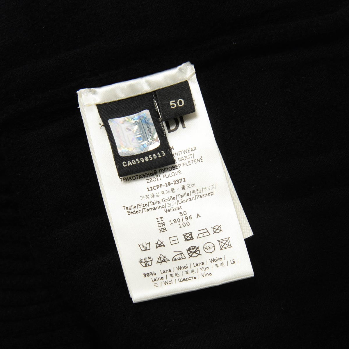 Fendi Black Chenille FF Motif Sweater IT 50