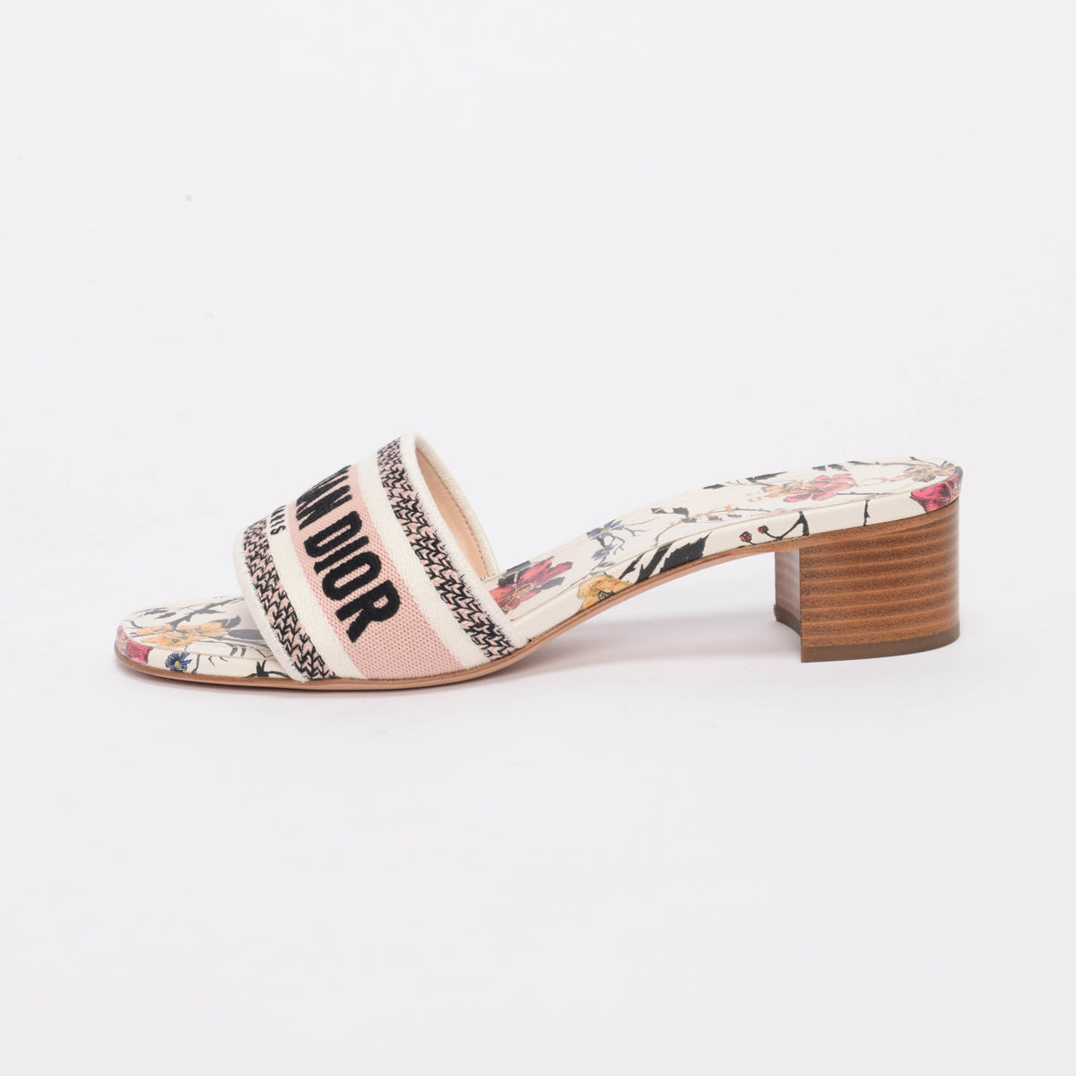 Dior Pink Florilegio Embroidered DWay Heeled Slides 37.5