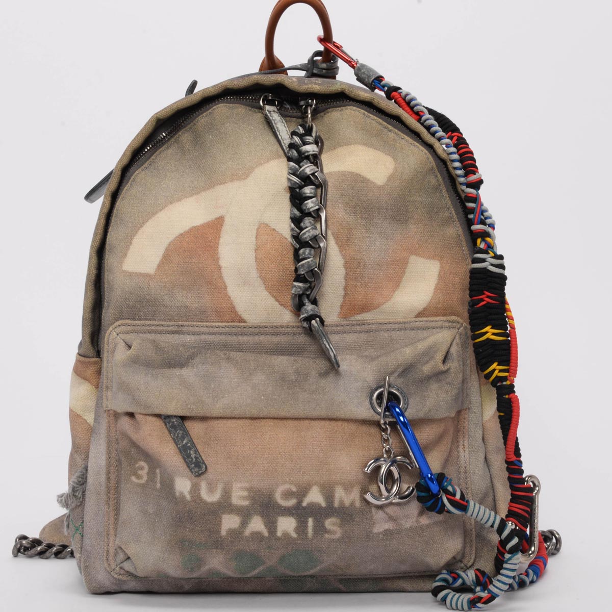 Chanel Grey Graffiti Canvas Small Art School Backpack