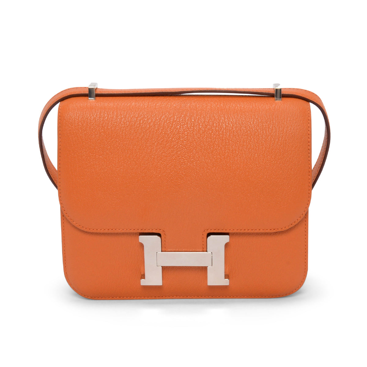 Hermes Orange & Rose Azalee Chevre Mysore Verso Constance 18
