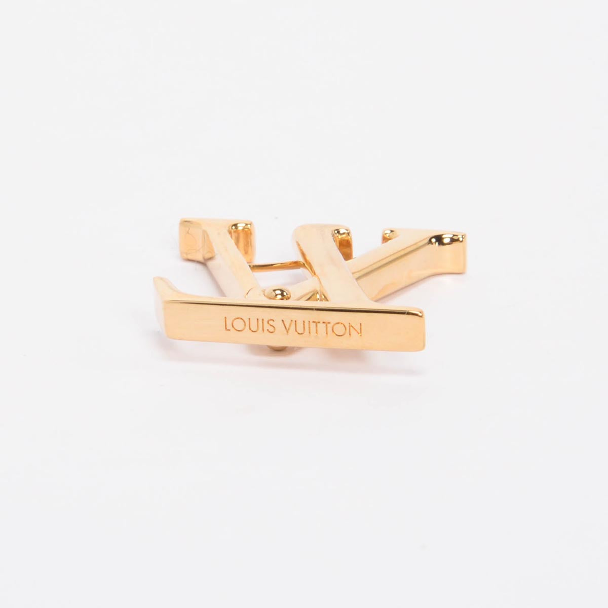 Louis Vuitton Gold Tone Macro LV Earrings