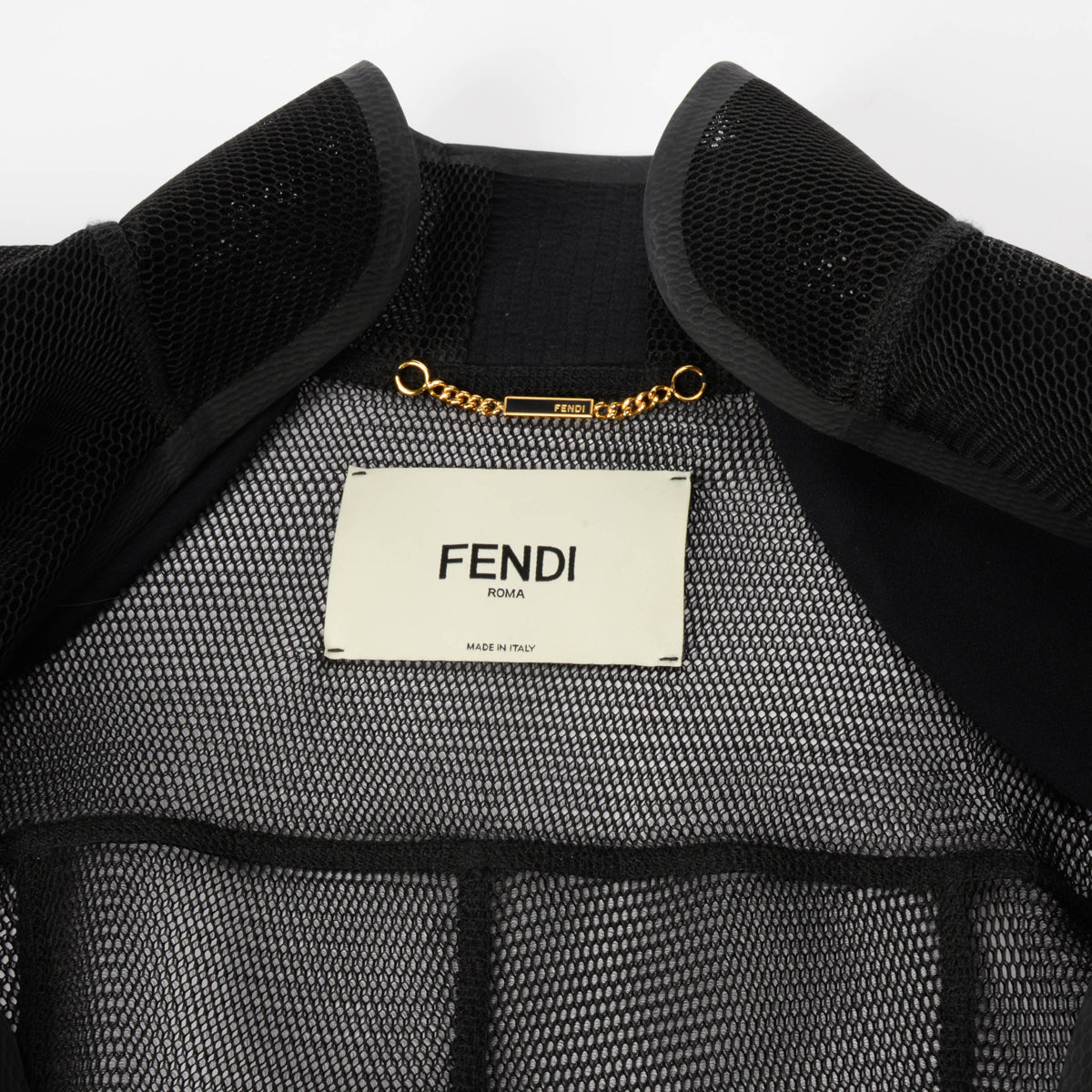 Fendi Black Mesh Zip Front Jacket