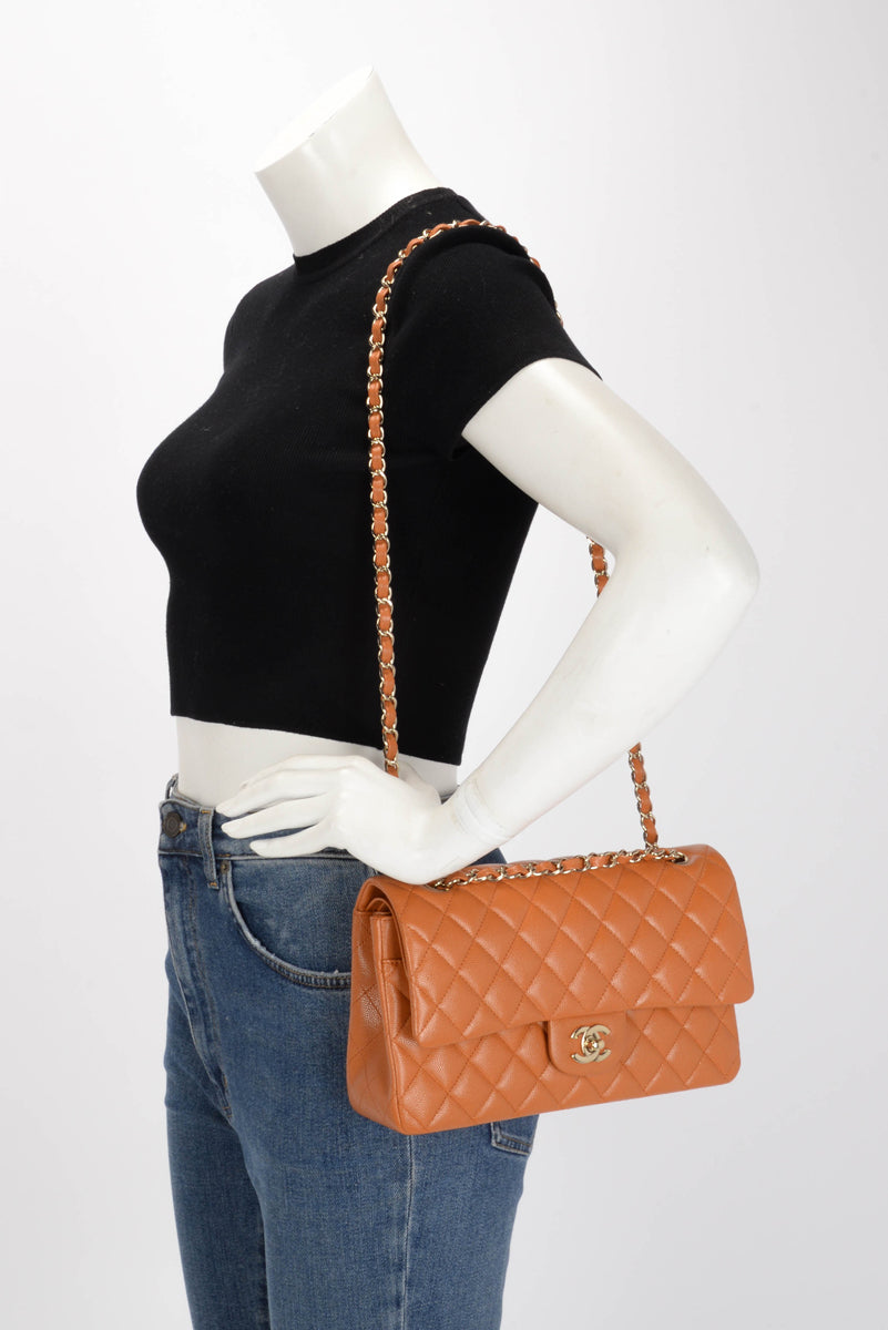 Chanel Caramel Quilted Caviar Medium Classic Flap Bag