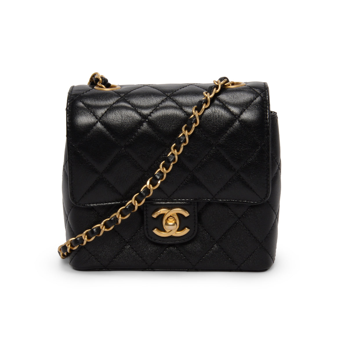 Chanel Black Quilted Goatskin Mini Square Flap Bag