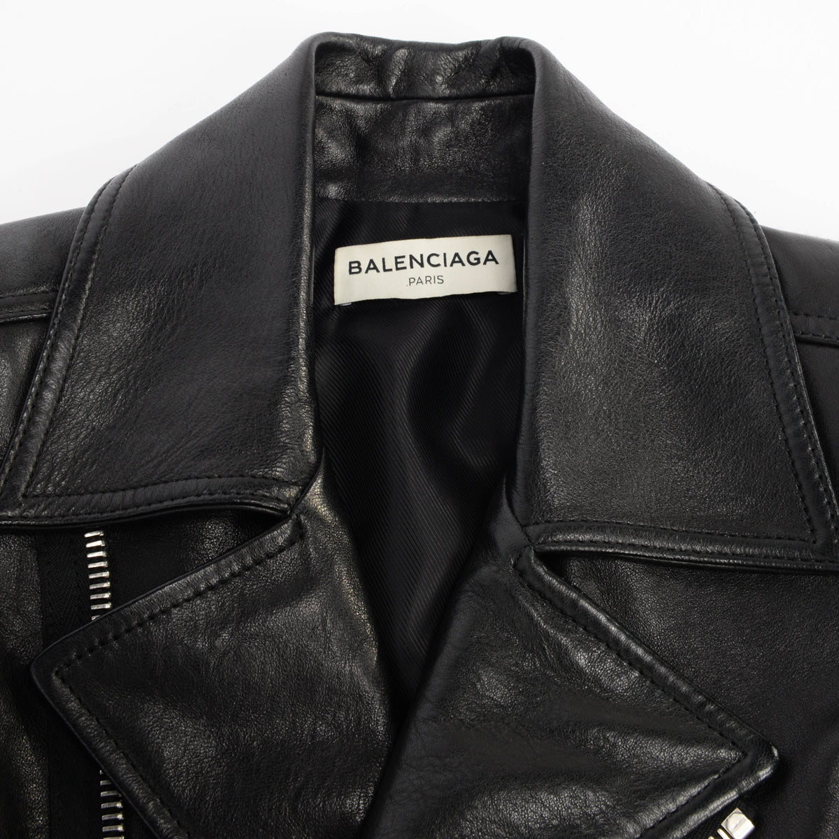 Balenciaga Black Lambskin Motorcycle Jacket FR 34