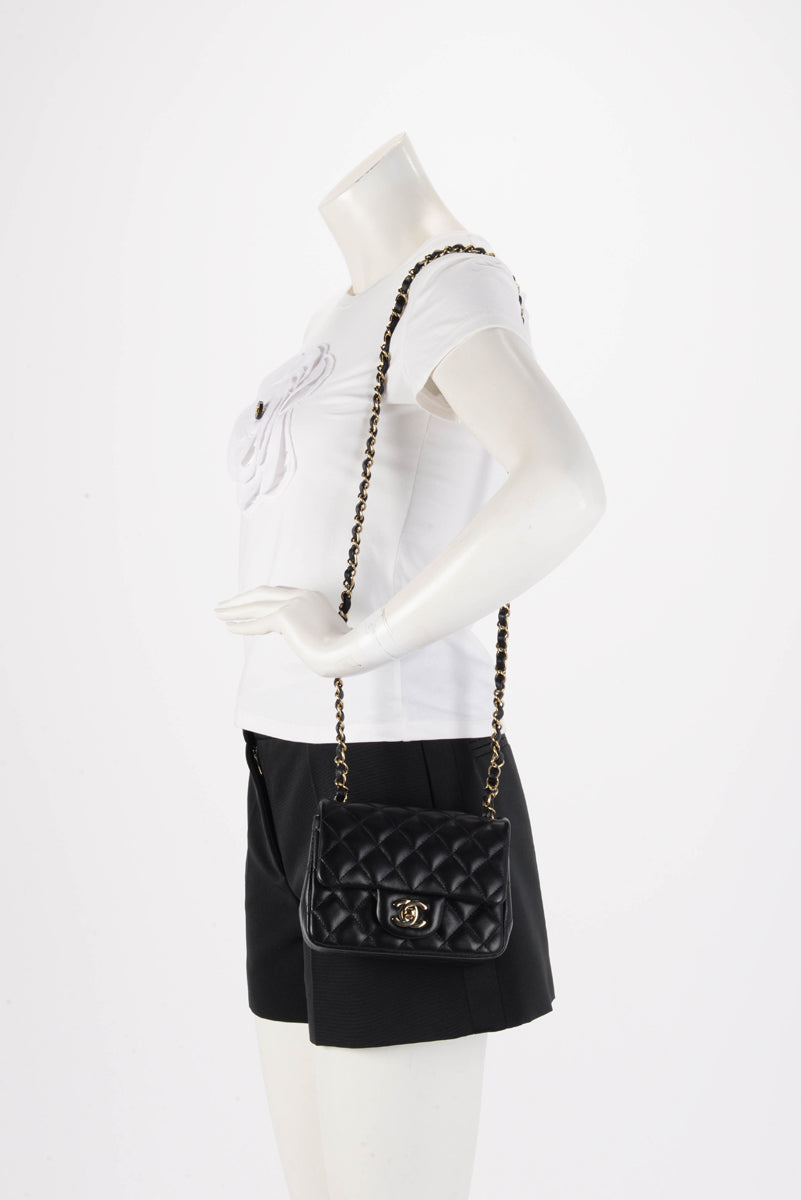 Chanel Black Quilted Lambskin Mini Square Flap Bag