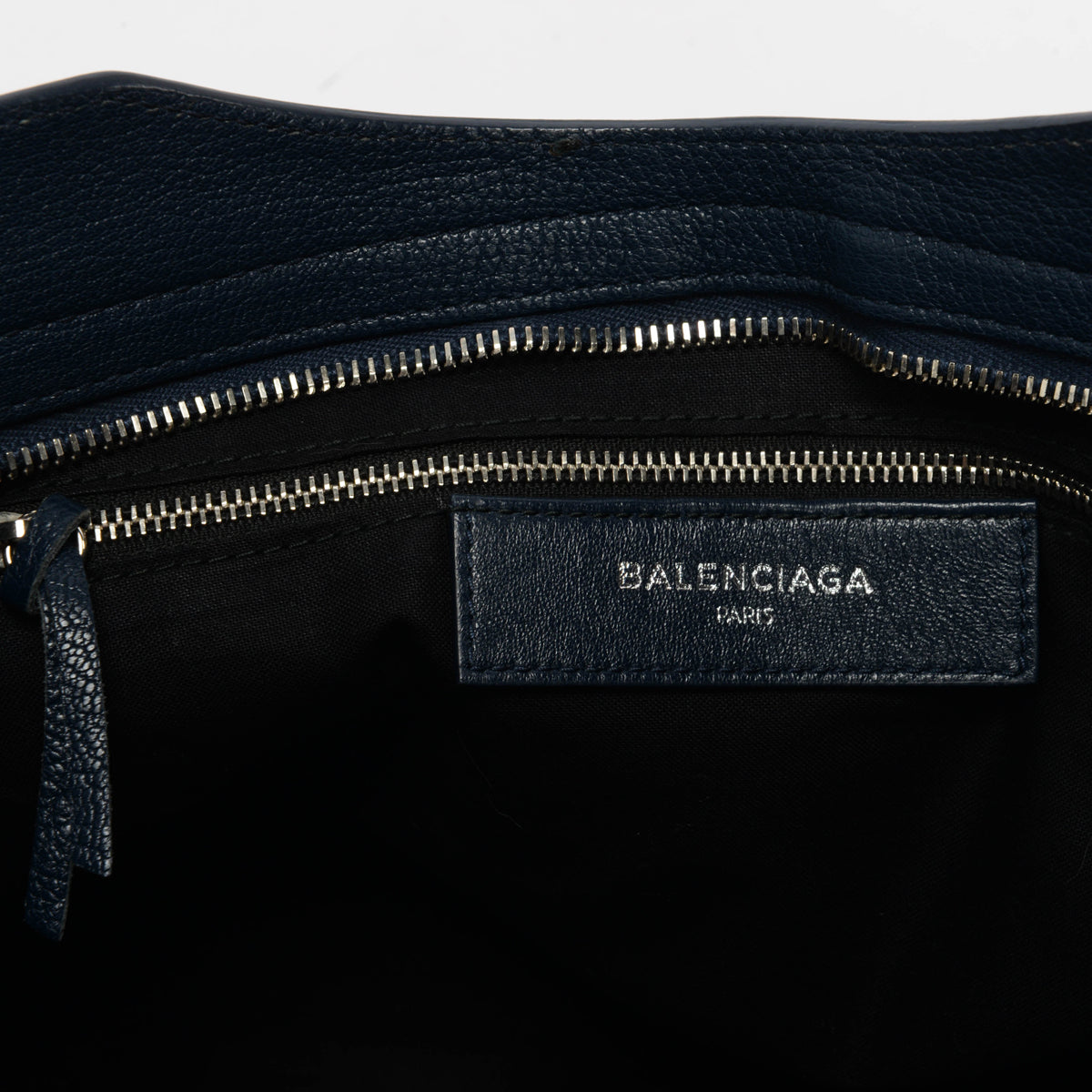 Balenciaga Navy Goatskin Metallic Edge City Bag