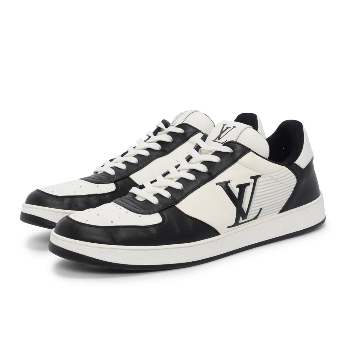 Louis Vuitton Black & White Calfskin Rivoli Sneakers 8