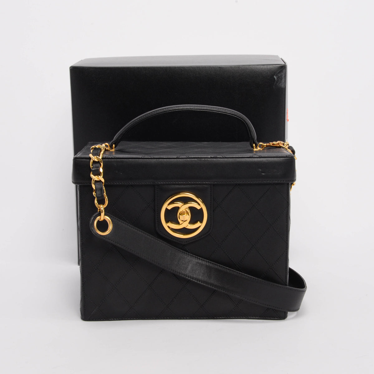 Chanel Black Quilted Lambskin CC Turnlock Vanity Case