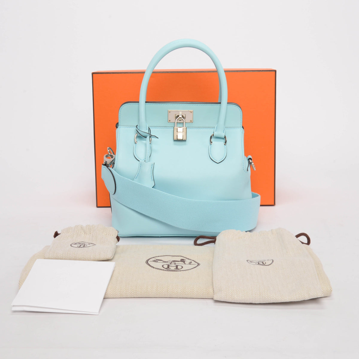 Hermes Bleu Zephyr Swift Mini Toolbox Bag