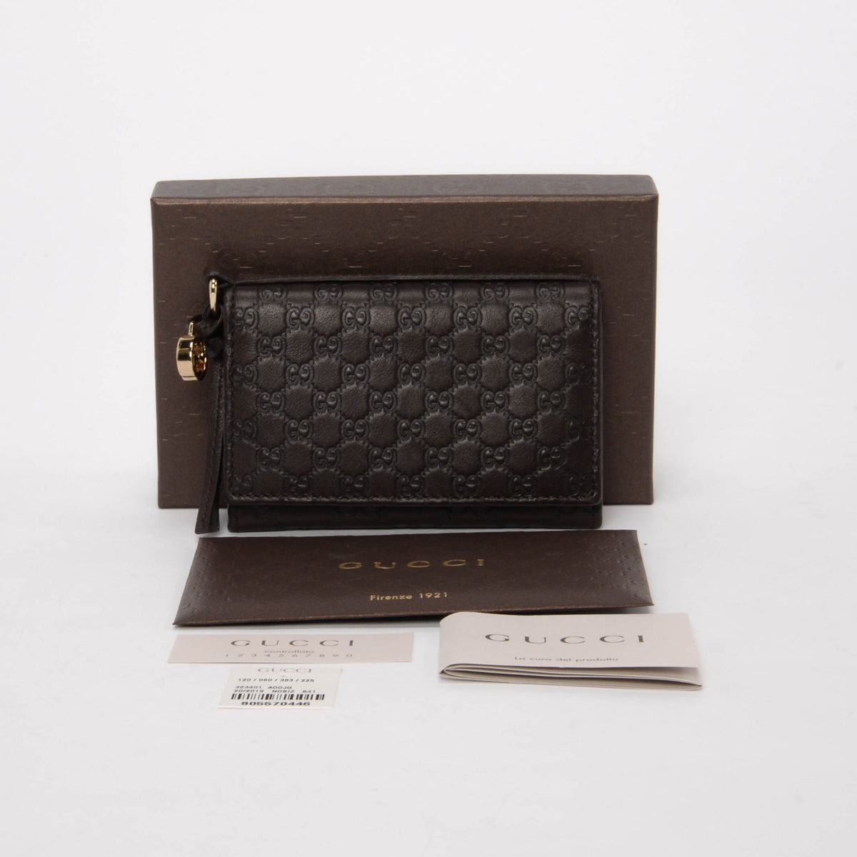 Gucci Brown Guccissima Leather Flap Wallet
