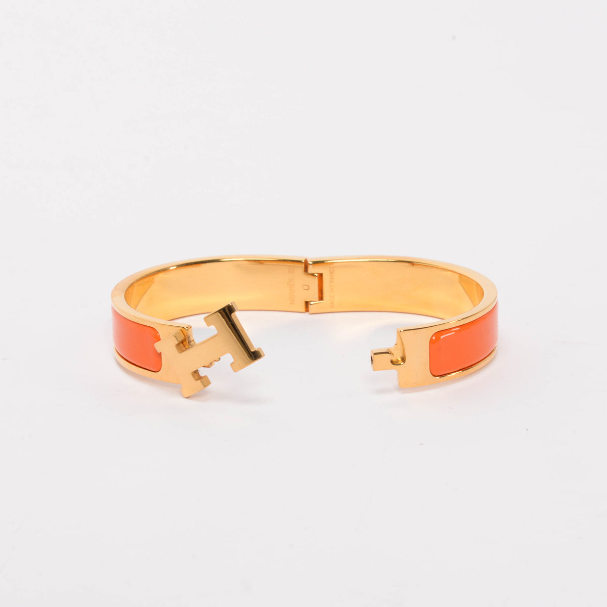 Hermes Orange Enamel Narrow Clic H Bracelet