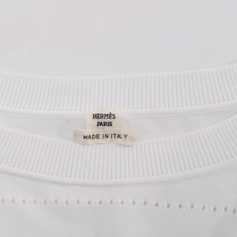 Hermes White Knit H Lift Top FR 34 - Blue Spinach