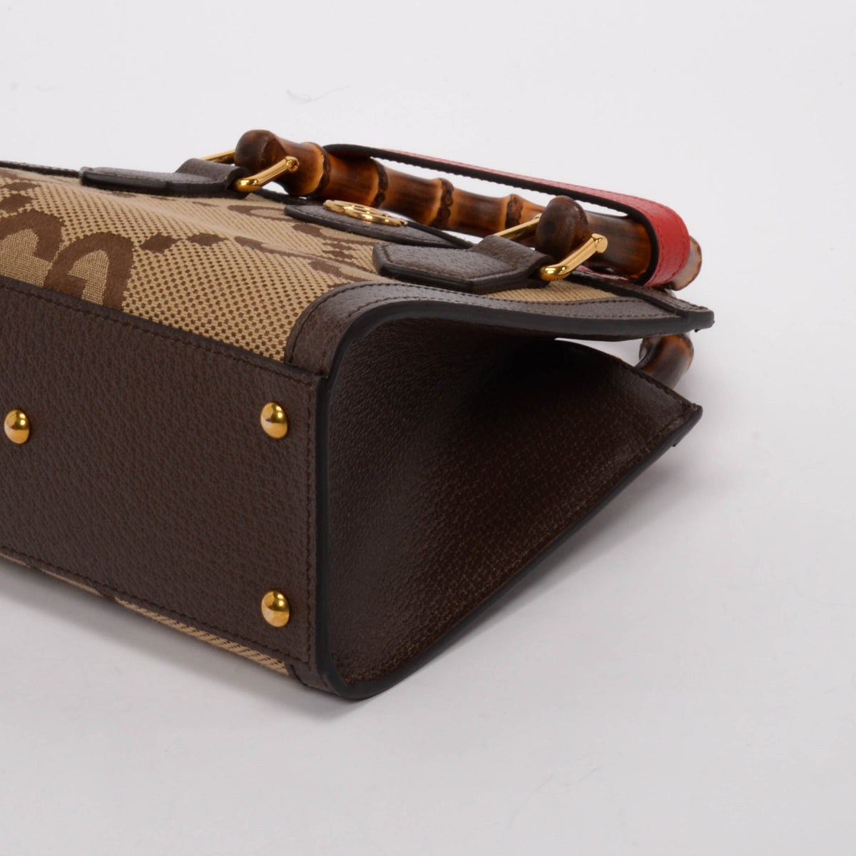 Gucci Brown Textured Dollar Calfskin Jumbo GG Mini Diana Bag