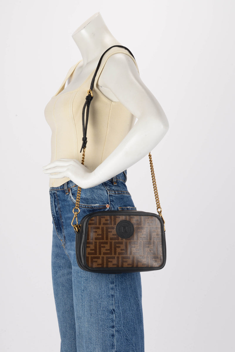 Fendi Tobacco Glazed Canvas FF 1974 Camera Bag