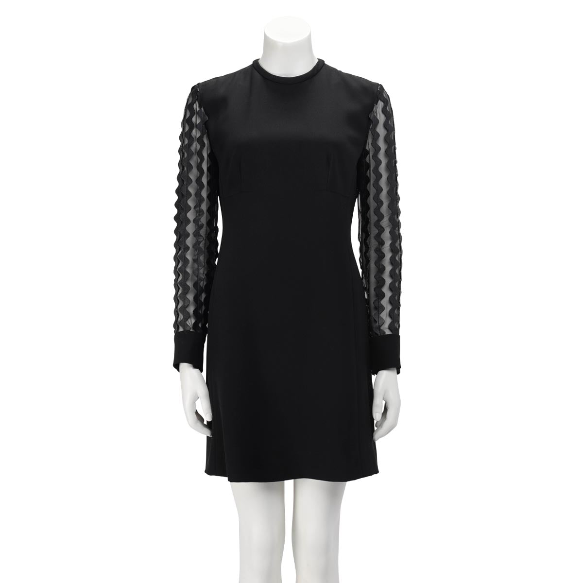 Louis Vuitton Black Silk & Leather Ric Rac Dress FR 40