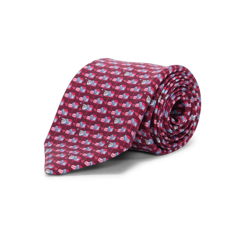 Bulgari Red Pictorial Tie