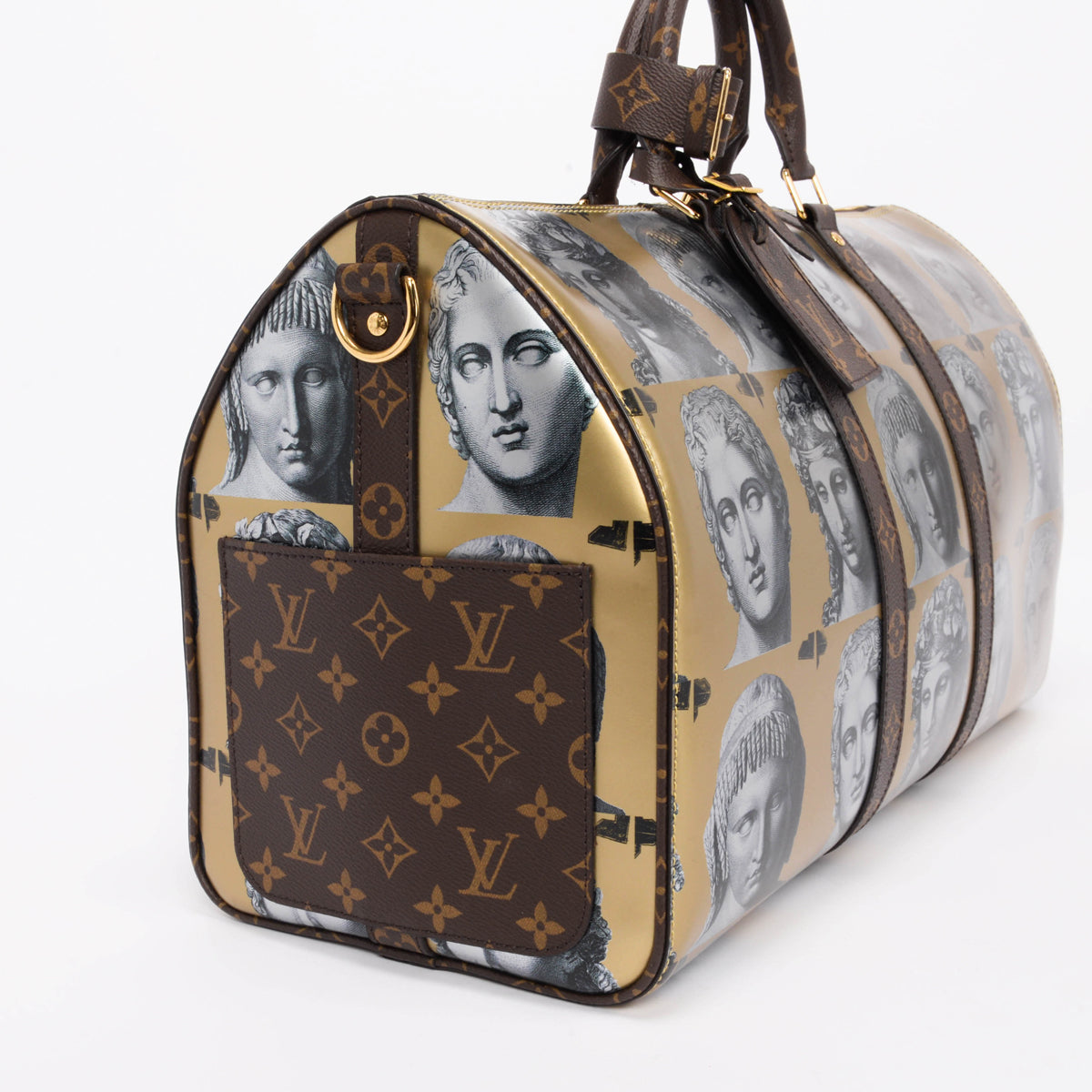 Louis Vuitton Gold Calfskin Fornasetti Keepall Bandouliere 45