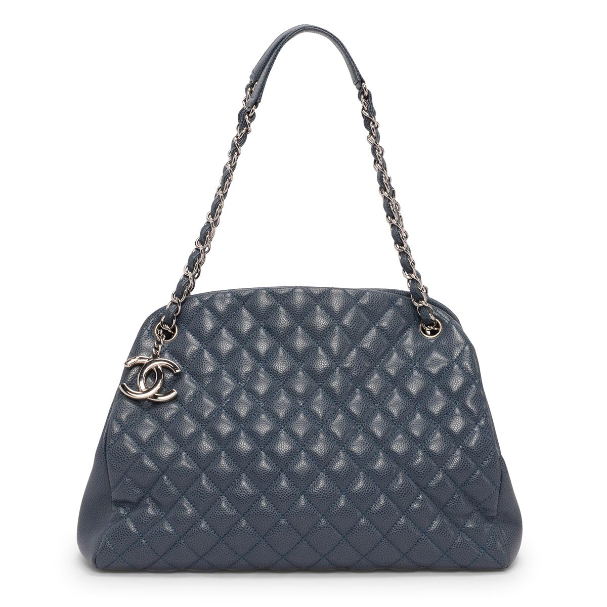 Chanel Blue Quilted Caviar Just Mademoiselle Bowling Bag