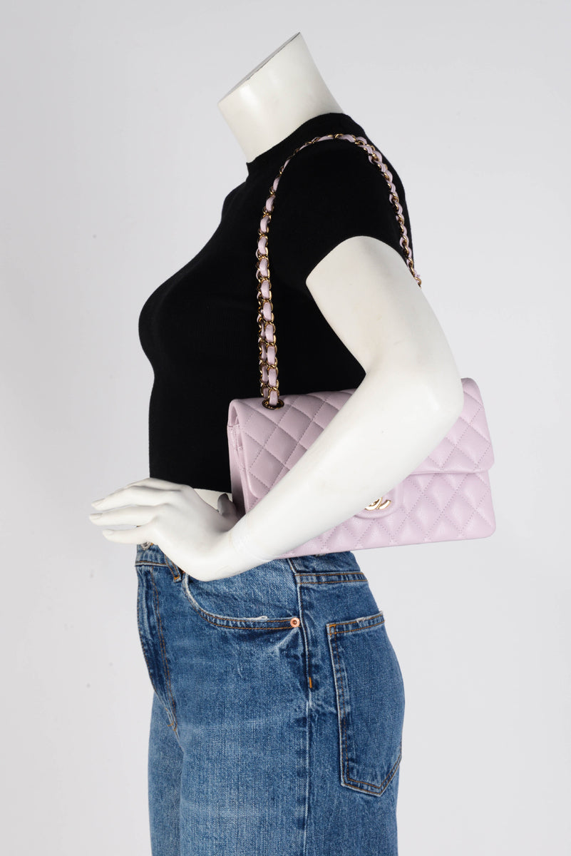 Chanel Lilac Quilted Caviar Small Classic Flap Bag