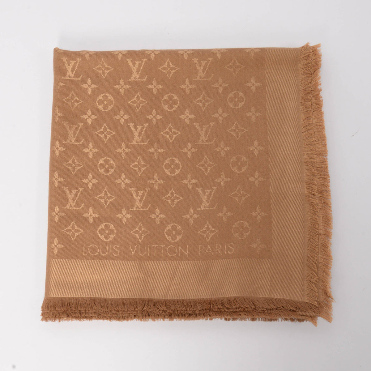 Louis Vuitton Caramel Wool & Silk Monogram Classic Shawl