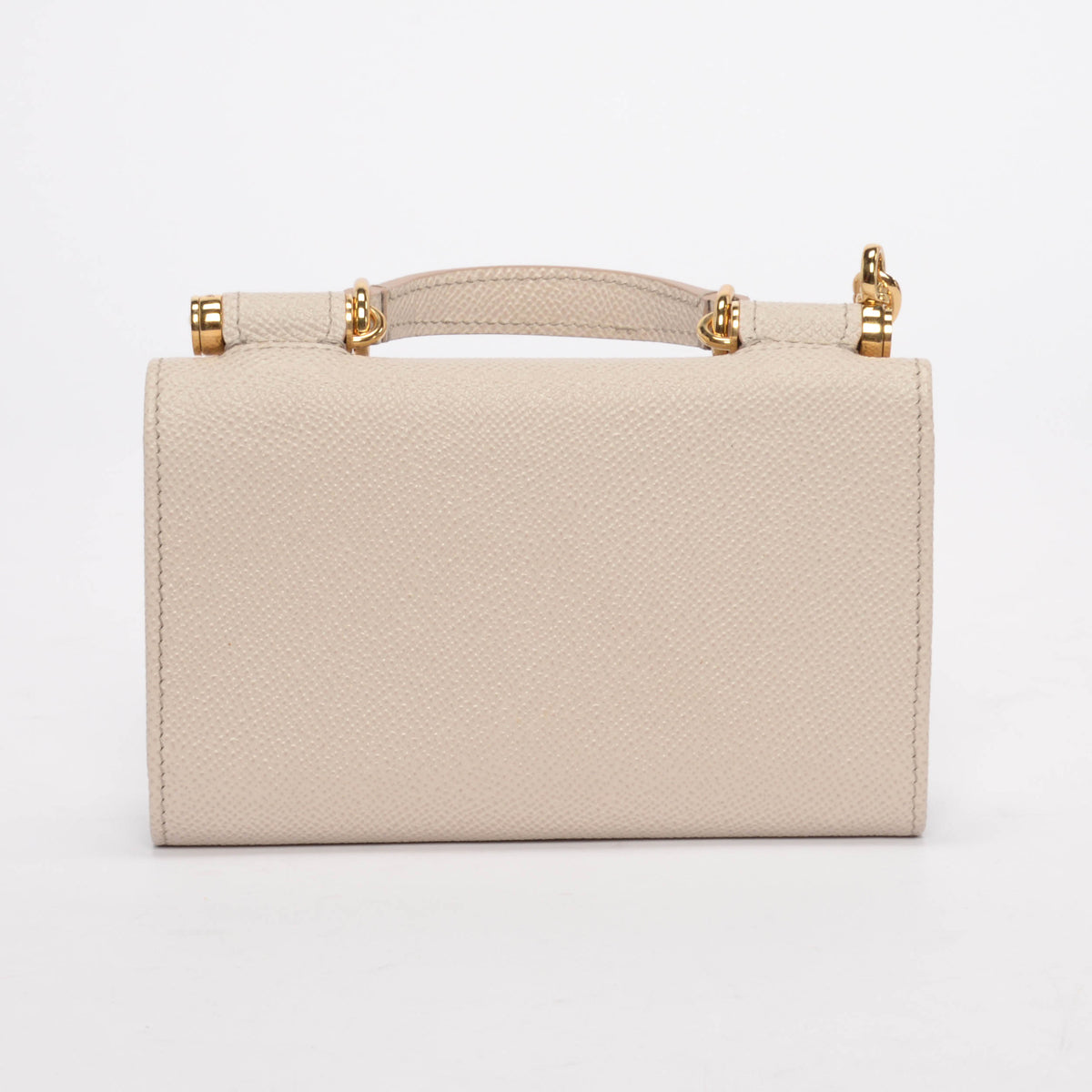 Dolce & Gabbana Cream Grained Calfskin Miss Sicily Wallet On Chain
