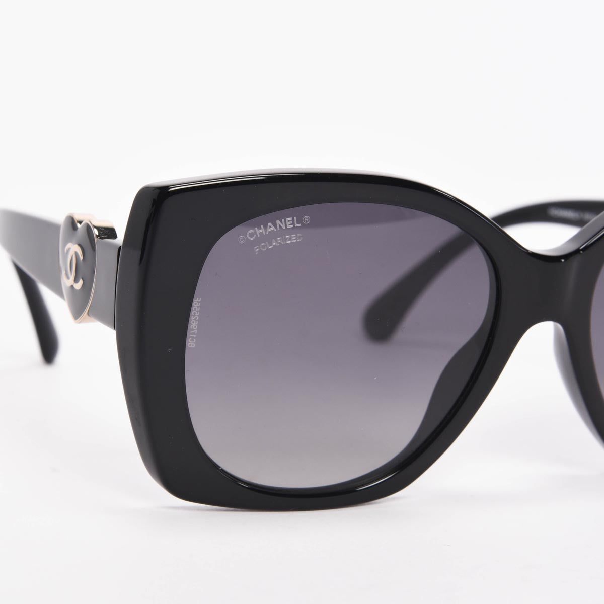 Chanel Black CC Heart Square Sunglasses
