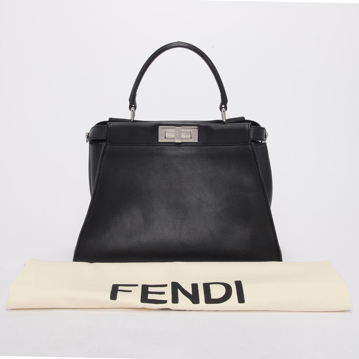 Fendi Black Calfskin Medium Monster Eyes Peekaboo Bag