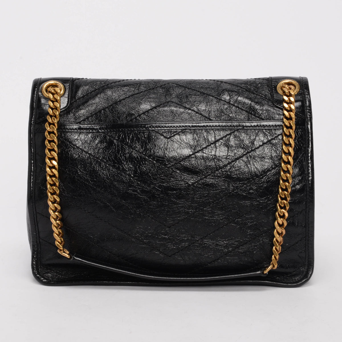 Saint Laurent Black Crinkled Calfskin Medium Niki Bag