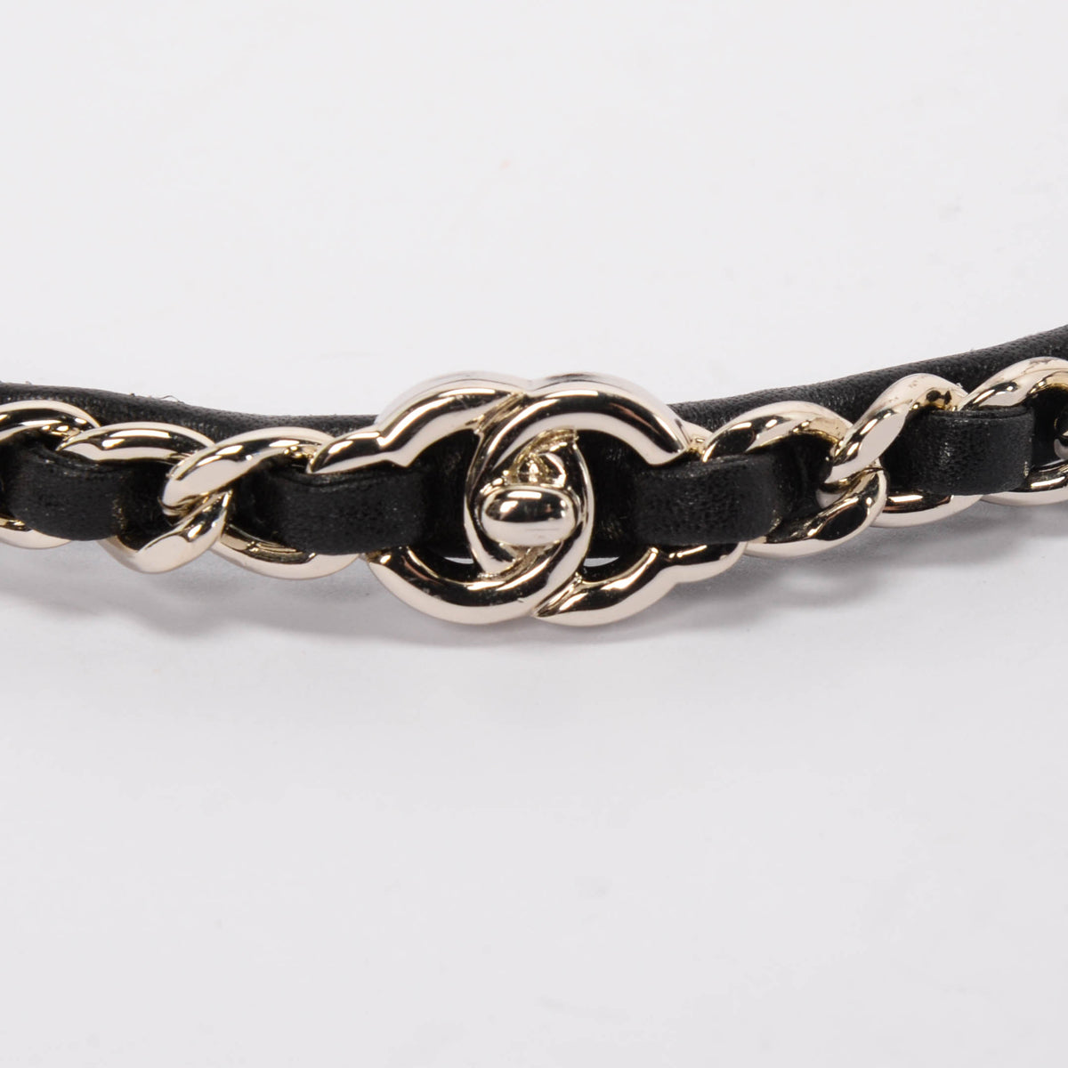 Chanel Black Lambskin CC Turnlock Chain Headband