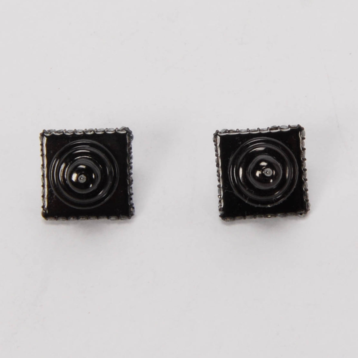 Valentino Black Crystal One Stud Earrings