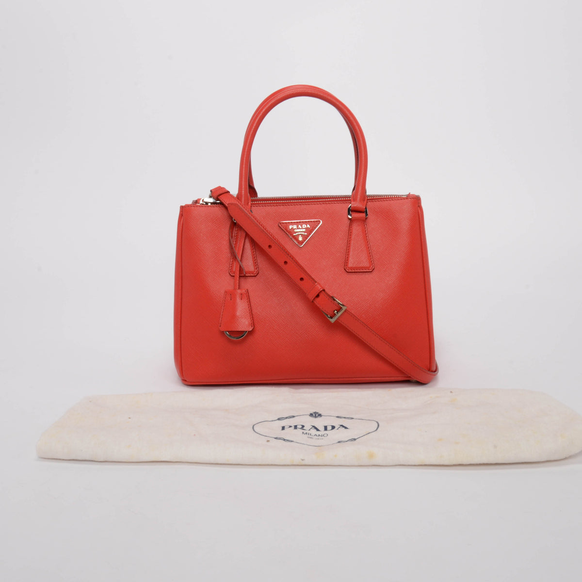 Prada Red Saffiano Lux Small Galleria Tote