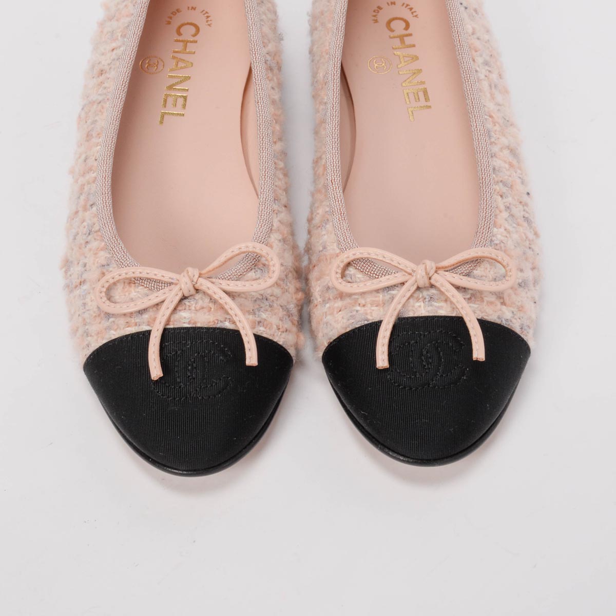 Chanel Pink Sequin Tweed Ballet Flats 38