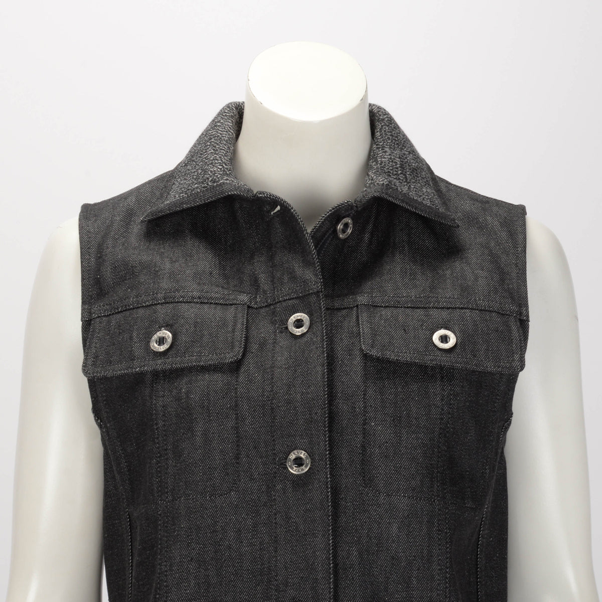 Hermes Gris Carbone Denim Sleeveless Jacket FR 38