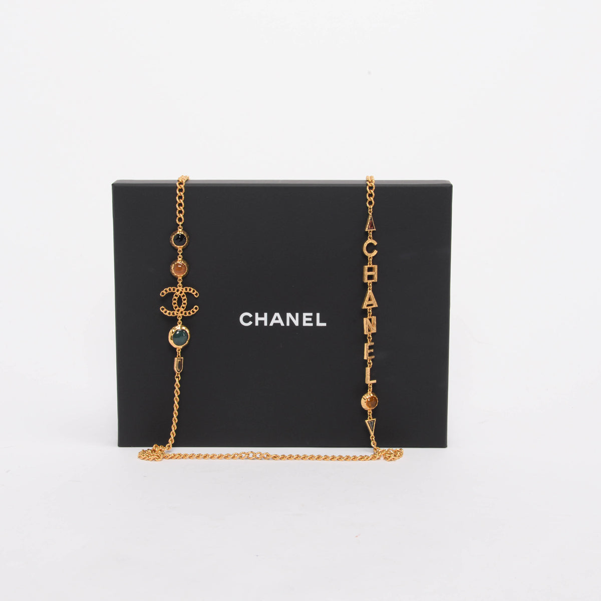 Chanel Gold Multi Colour Enamel CC Chanel Necklace