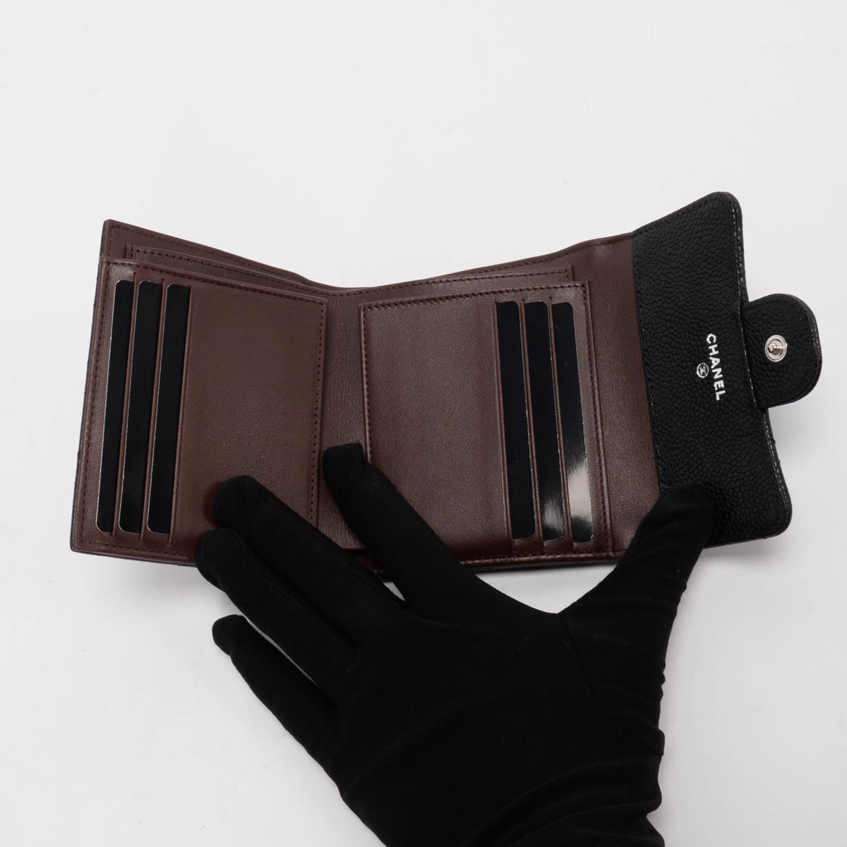 Chanel Black Quilted Caviar Small Classic Flap Wallet