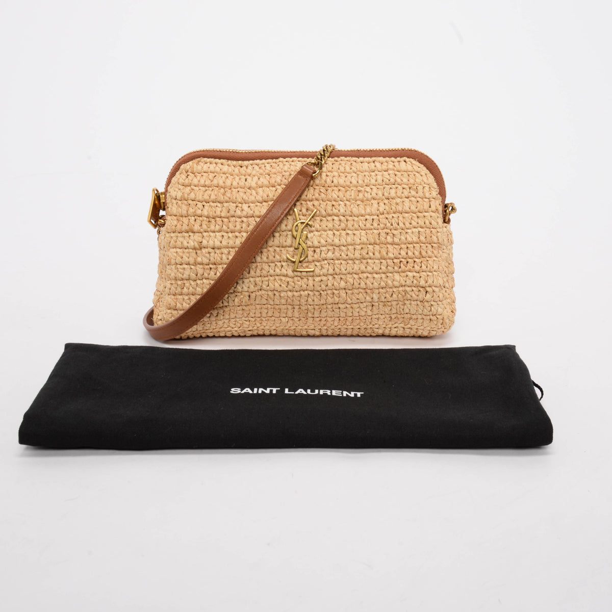 Saint Laurent Natural Raffia Gaby Crossbody Bag