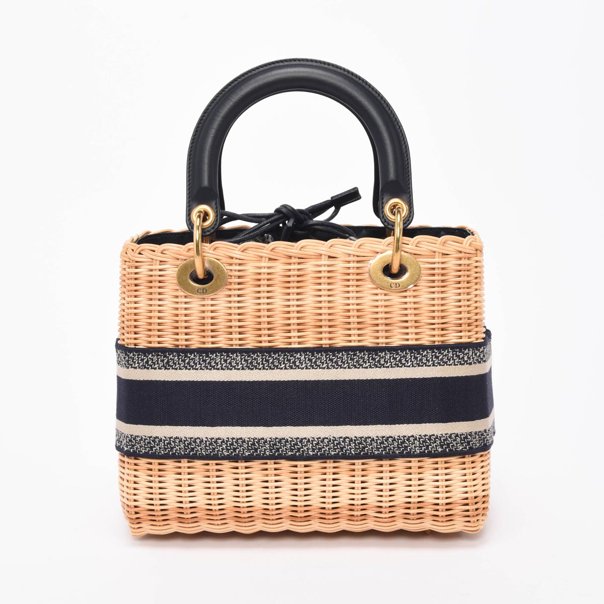 Dior Blue Oblique Wicker Medium Lady Dior Bag