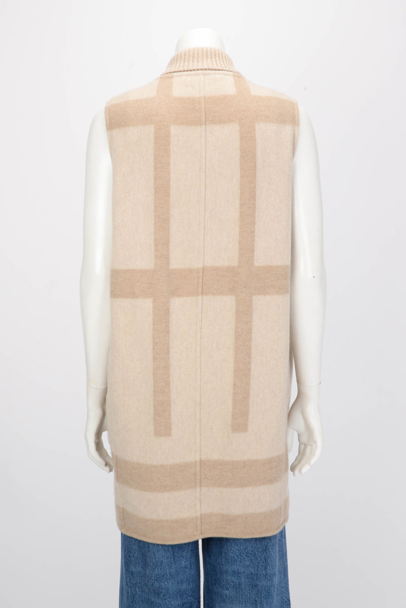 Hermes Beige Cashmere Sleeveless Zip Jacket FR 36