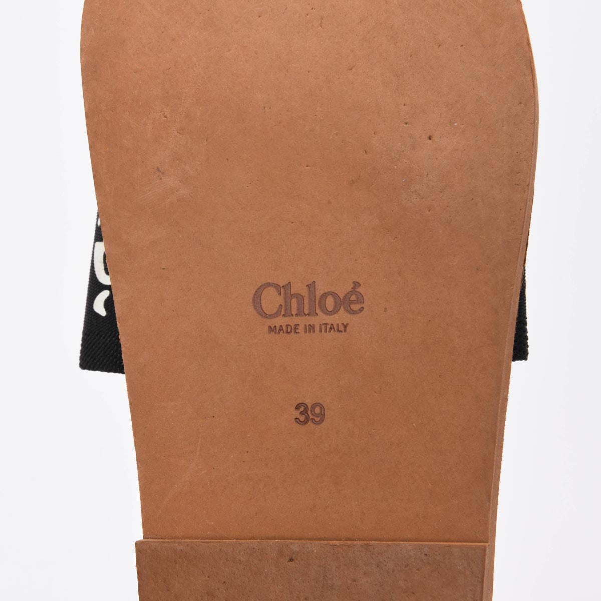 Chloe Black Linen Woody Slides 39