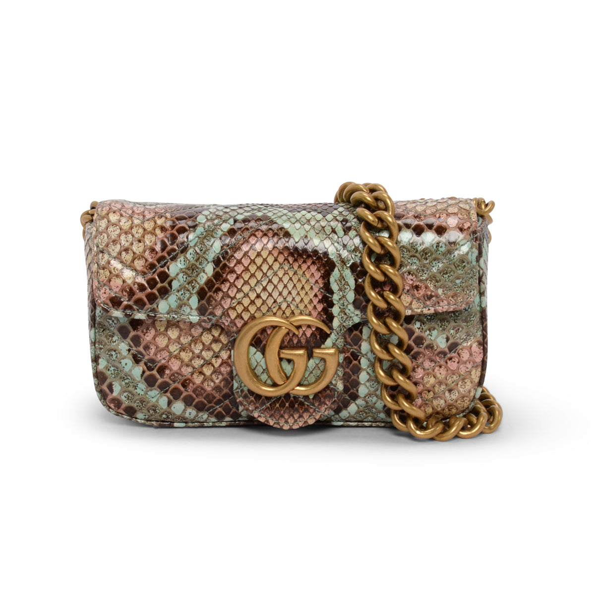 Gucci Aqua Python GG Marmont Mini Bag