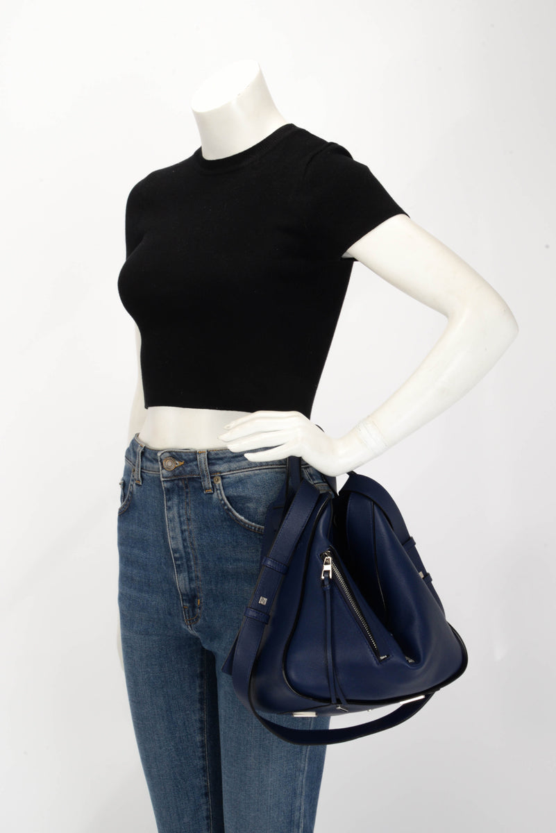 Loewe Navy Calfskin Small Hammock Bag