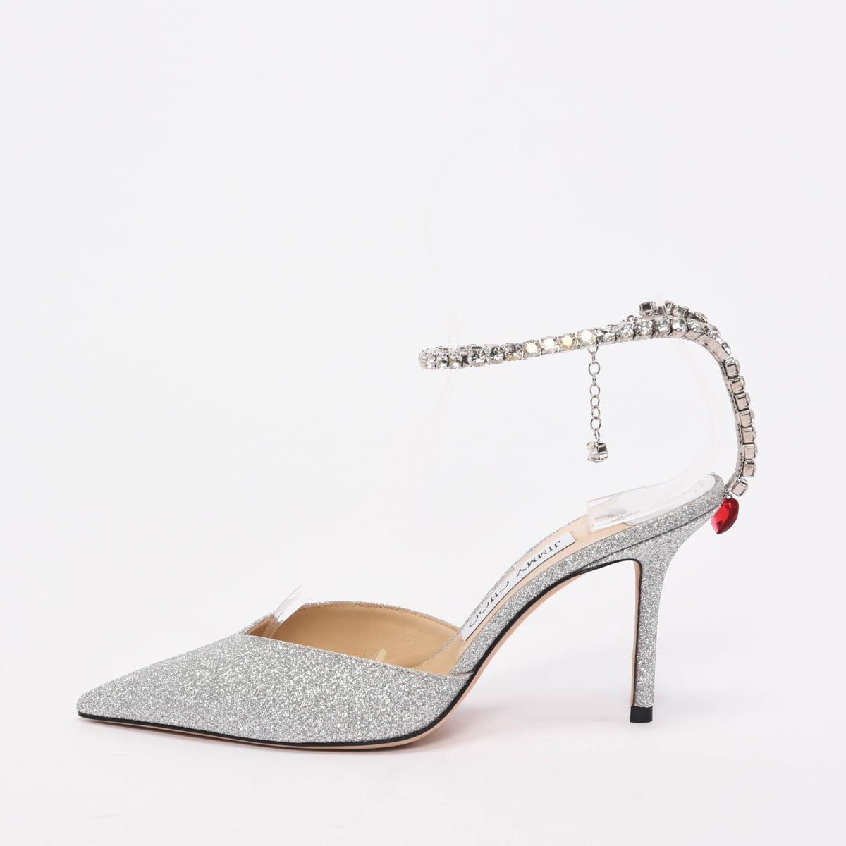 Jimmy Choo Platinum Ice Dusty Glitter Crystal Saeda Pumps 36.5