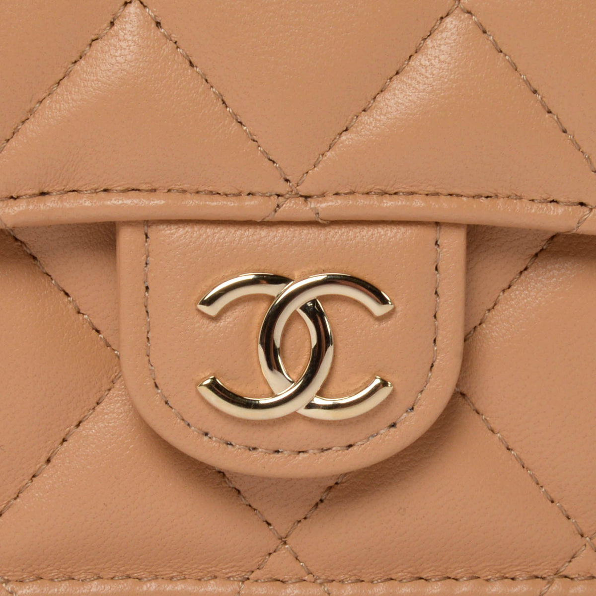 Chanel Dark Beige Lambskin Flap Phone Holder Bag